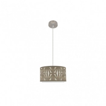 Distribuidor - Lâmpadas Diversas | Colgantes Moderno | COLGANTE KATERINA 1XE27 NIQUEL/MADERA GRIS REGX30X30 CM Ref: 177993083